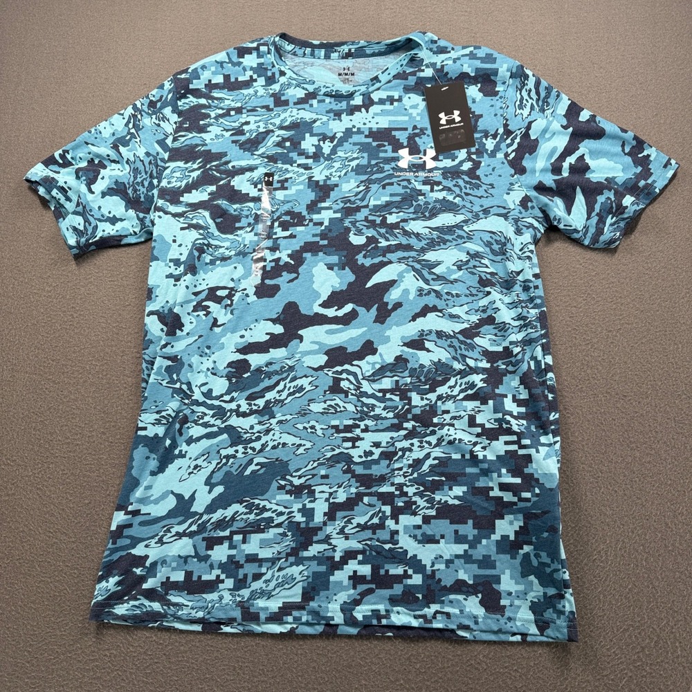 Under Armour UA ABC Camo SS Shirt Mens Size Medium Blue Training 1357727-498